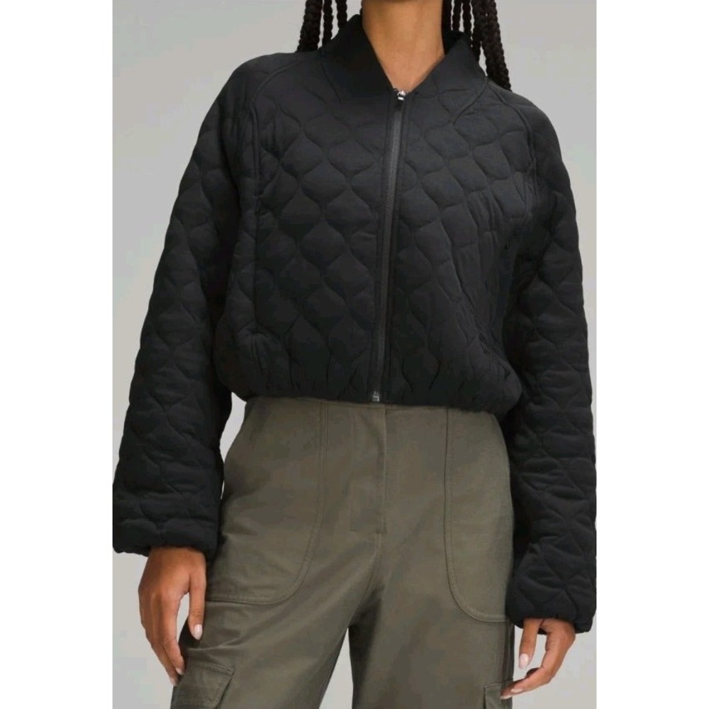 Lululemon Size 2 Quilted Black Bomber Jacket
